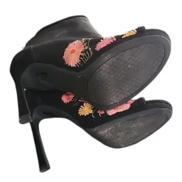 JESSICA SIMPSON Pascal Peeptoe Booties 8 Boots Boho Embroidered Stiletto Heels - Picture 10 of 15